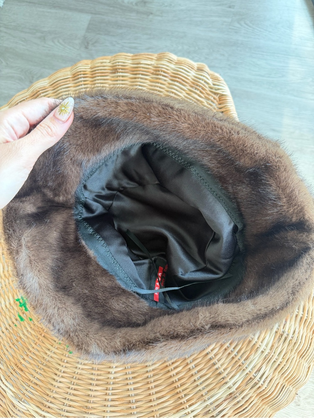 Prada Brown (synthetic) Faux Fur Bucket Hat - one size - new - no tags - Picture 12 of 16